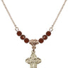 Four Way Medal Birthstone Necklace | 5/8 inch | 4mm Beads  Garnet 14kt Gold Filled