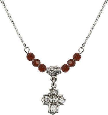 5-Way Birthstone Necklace for Women | 1/2 inch | 4mm Beads