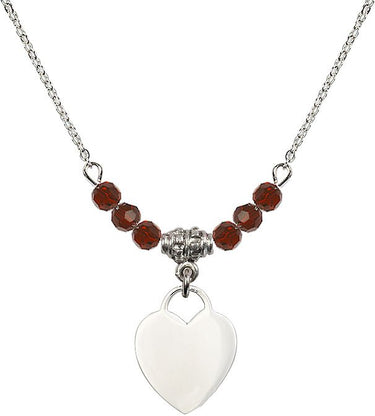 Heart Birthstone Necklace | 5/8 inch | 4mm Beads