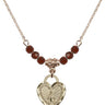 Miraculous Medal Birthstone Necklace | 5/8 inch | 4mm Beads  Garnet 14kt Gold Filled