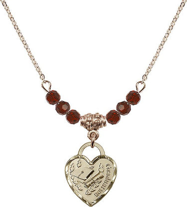 Graduation Heart Birthstone Necklace | 5/8 inch | 4mm Beads