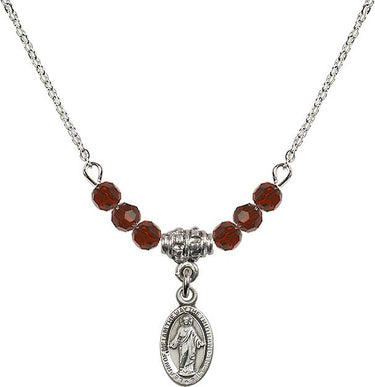 Sterling Scapular Birthstone Necklace | 1/2 inch | 4mm Beads | N20-4121S