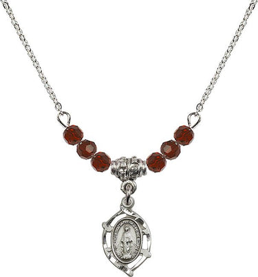 Sterling Miraculous Medal Birthstone Necklace | 5/8 inch | 4mm Beads