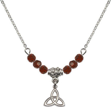 Trinity Irish Knot Birthstone Necklace | 3/8 inch | 4mm Beads