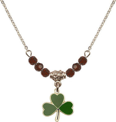 Shamrock Birthstone Necklace | 1/2 inch | 4mm Beads