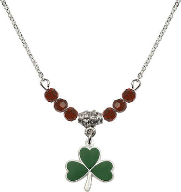 Shamrock Birthstone Necklace | 1/2 inch | 4mm Beads