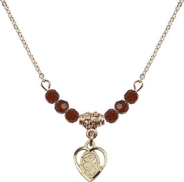 Saint Christopher Birthstone Necklace | 3/8 inch | 4mm Beads | N20-5403