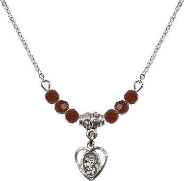 Saint Christopher Birthstone Necklace | 3/8 inch | 4mm Beads | N20-5403