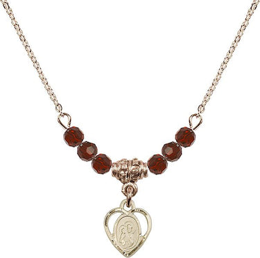 Saint Anne Birthstone Necklace | 3/8 inch | 4mm Beads