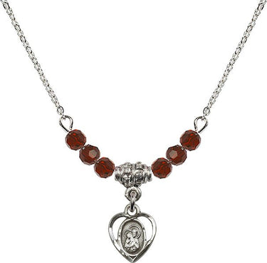 Saint Anne Birthstone Necklace | 3/8 inch | 4mm Beads