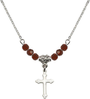 Cross Birthstone Necklace | 5/8 inch | 4mm Beads | N20-5415