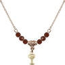 Chalice Birthstone Necklace | 3/8 inch | 4mm Beads  Garnet 14kt Gold Filled