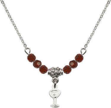 Chalice Birthstone Necklace | 3/8 inch | 4mm Beads
