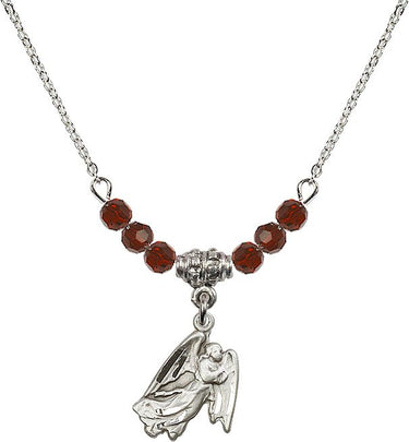 Guardian Angel Birthstone Necklace | 5/8 inch | 4mm Beads | N20-5642