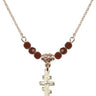 Cross Birthstone Necklace | 5/8 inch | 4mm Beads  Garnet 14kt Gold Filled
