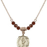 Saint Florian Birthstone Necklace | 1/2 inch | 4mm Beads  Garnet 14kt Gold Filled