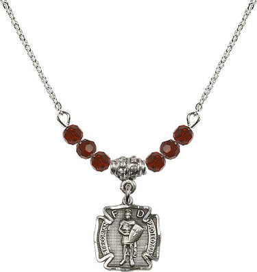 Saint Florian Birthstone Necklace | 1/2 inch | 4mm Beads