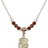 Saint Michael the Archangel Birthstone Necklace | 5/8 inch | 4mm Beads  Garnet 14kt Gold Filled