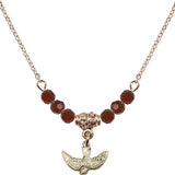 Holy Spirit Birthstone Necklace | 3/8 inch | 4mm Beads  Garnet 14kt Gold Filled