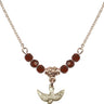 Holy Spirit Birthstone Necklace | 3/8 inch | 4mm Beads  Garnet 14kt Gold Filled
