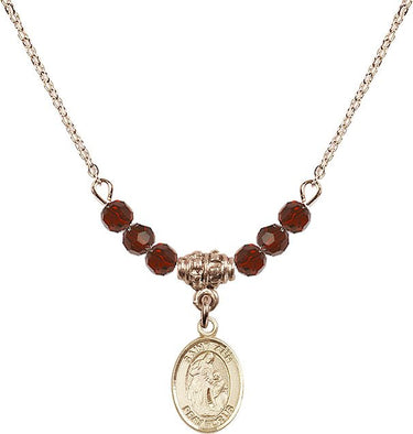 Saint Anne Birthstone Necklace | 1/2 inch | 4mm Beads | N20-9002