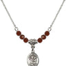 Saint Anthony Birthstone Necklace | 1/2 inch | 4mm Beads  Garnet Sterling Silver