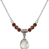 Saint Apollonia Birthstone Necklace | 1/2 inch | 4mm Beads  Garnet Sterling Silver