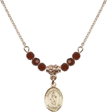 Saint Barbara Birthstone Necklace | 1/2 inch | 4mm Beads