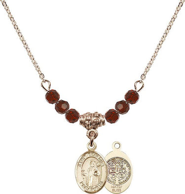 Saint Benedict Birthstone Necklace | 1/2 inch | 4mm Beads