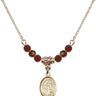 Saint Boniface Birthstone Necklace | 1/2 inch | 4mm Beads  Garnet 14kt Gold Filled