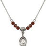 Saint Katharine Drexel Birthstone Necklace | 1/2 inch | 4mm Beads  Garnet Sterling Silver