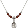 Saint Cecilia Birthstone Necklace | 1/2 inch | 4mm Beads  Garnet Sterling Silver