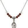 Saint Bernadette Birthstone Necklace | 1/2 inch | 4mm Beads  Garnet Sterling Silver
