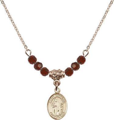 St. Brendan the Navigator Birthstone Necklace | 1/2 inch