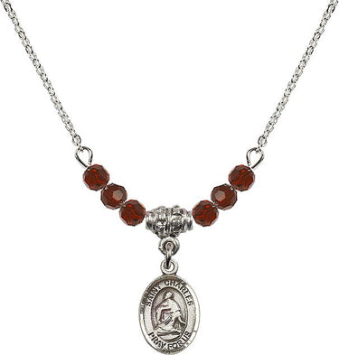 St. Charles Borromeo Birthstone Necklace | 1/2 inch | 4mm Beads