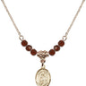 Saint Daniel Birthstone Necklace | 1/2 inch | 4mm Beads  Garnet 14kt Gold Filled