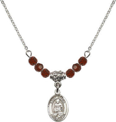 St. Daniel Birthstone Necklace | 1/2 inch | 4mm Beads
