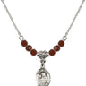 Saint Clare of Assisi Birthstone Necklace | 1/2 inch | 4mm Beads  Garnet Sterling Silver