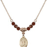 Saint Dominic de Guzman Birthstone Necklace | 1/2 inch | 4mm Beads  Garnet 14kt Gold Filled