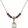 Saint Elmo Birthstone Necklace | 1/2 inch | 4mm Beads  Garnet Sterling Silver