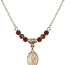 Saint Florian Birthstone Necklace | 1/2 inch | 4mm Beads  Garnet 14kt Gold Filled