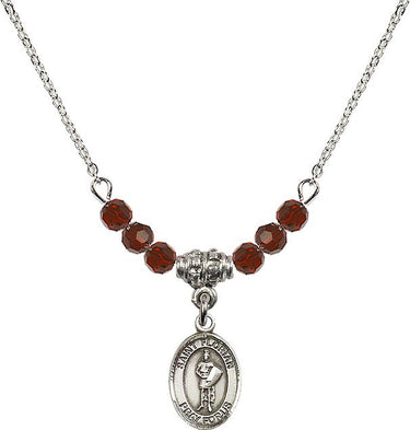St. Florian Birthstone Necklace | 1/2 inch | 4mm Beads