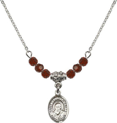 St. Francis de Sales Birthstone Necklace | 1/2 inch | 4mm Beads