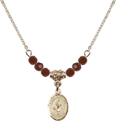 St. Genesius of Rome Birthstone Necklace | 1/2 inch | 4mm Beads