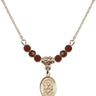 Saint George Birthstone Necklace | 1/2 inch | 4mm Beads  Garnet 14kt Gold Filled