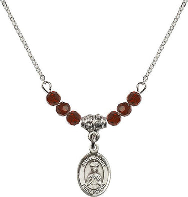 St. Henry II Birthstone Necklace | 1/2 inch | 4mm Beads