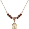 Saint Gregory the Great Birthstone Necklace | 1/2 inch | 4mm Beads  Garnet 14kt Gold Filled
