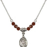 Saint Jason Birthstone Necklace | 1/2 inch | 4mm Beads  Garnet Sterling Silver