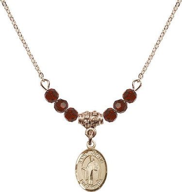 St. Justin Birthstone Necklace | 1/2 inch | 4mm Beads