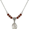 Saint Joan of Arc Birthstone Necklace | 1/2 inch | 4mm Beads  Garnet Sterling Silver